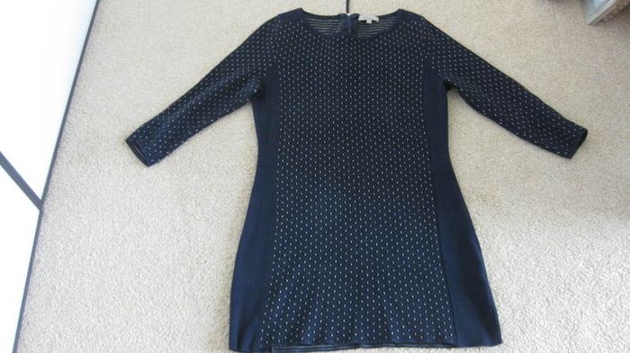 KEN bought in TK Maxx ladies knit style navy winter dress with beige detail size small 8 to 10