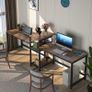 _Two-person desk with storage compartments, 94 inch extra-long double computer table with printer stand, bookshelf, large double workstation, home office table, desk Image 2