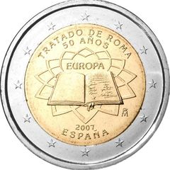 Spain 2 Euro Commemorative Coin 2007- Treaty of Rome. Uncirculated.