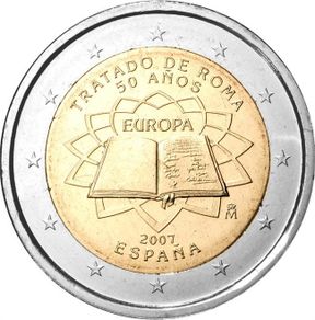 Spain 2 Euro Commemorative Coin 2007- Treaty of Rome. Uncirculated.