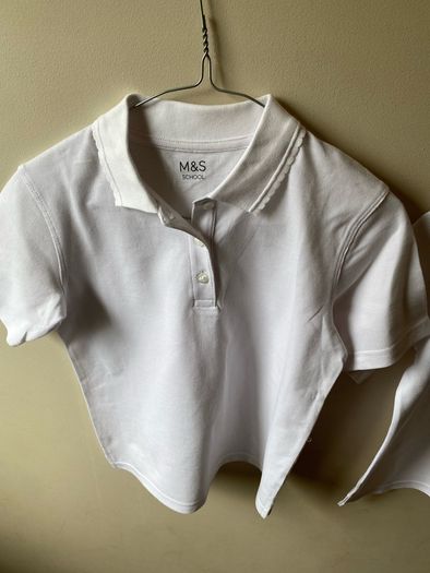M&S girls white polo shirts (new) age 8-9