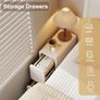Small Bedside Table, Narrow Bedside Cabinet with Drawers Pre-assembled Slim Bedside Table with Leather Surface for Bedroom, 20cm (White) Image 6