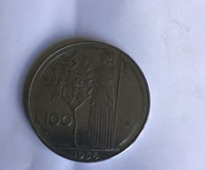 1956 Italy 100 Lira coin