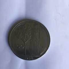 1956 Italy 100 Lira coin