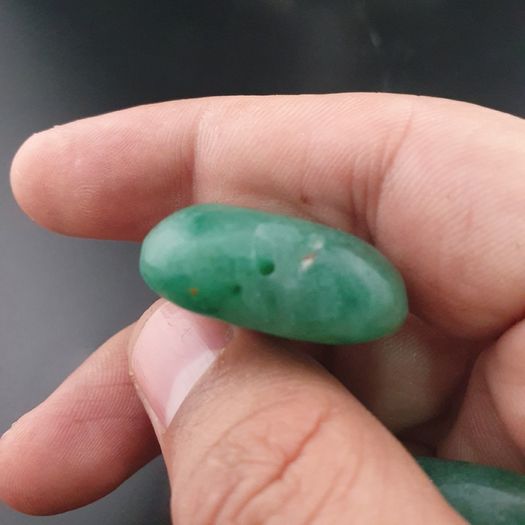 Lot Of 3 Vintage Jade one Fish shape two Green heart Shape Pendants