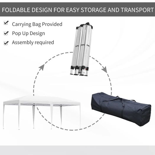 6 x 3m Pop Up Gazebo, Double Roof Foldable Canopy Tent, Wedding Awning Canopy (FREE SHIPPING)