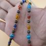 Vintage Venetian Style Tiny Floral Glass & Old Brass Beads Necklace 24 inches Image 8