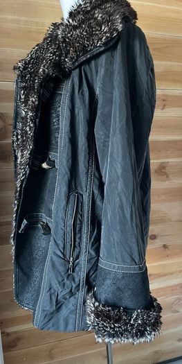 womens padded coat faux fur and suede waterproof winter size 10-12