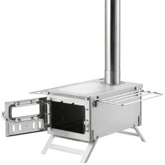 Wood Stove, 80 inch, Stainless Steel Camping Tent Stove, Portable Wood Burning Stove with Chimney Pipes & Gloves,  Hot Tent Stove for Outdoor Cooking and Heating with 8 Pipes