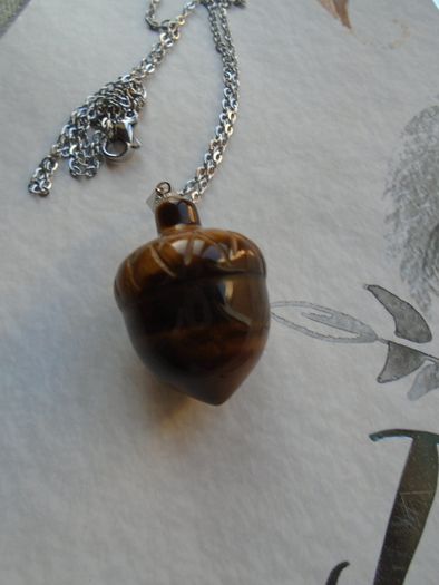 Tigers Eye acorn necklace, Tigers eye,Gemstone jewellery, Gift,jewellery