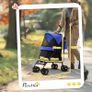 Foldable Dog Stroller, Lightweight Dog Pram w/ Shoulder Strap, Storage Bag, Cup Holder, Dark Blue Image 3