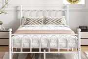 Double Bed Frame with Headboard and Footboard,Metal Platform Bed Frame Double Bed With Storage No Box Spring Needed,Strong Steel Slat Support/Mattress Base/White