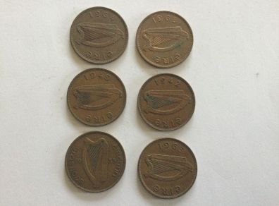 Coins - Eire Pennies X 6