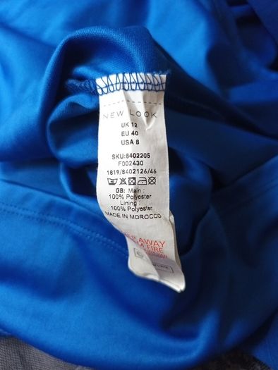 New Look Royal blue Dress with Underslip. S. 12.