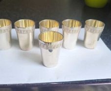 set of 6 800 German silver liqueur-shot glasses