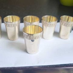set of 6 800 German silver liqueur-shot glasses