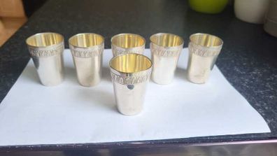 set of 6 800 German silver liqueur-shot glasses