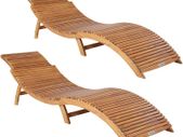 Sun Lounger Foldable Set of 2 Wood FSC-certified