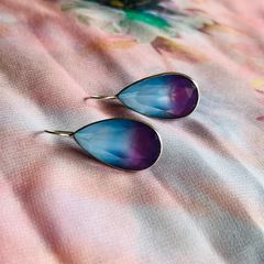 Two colour tourmaline drop silver earrings