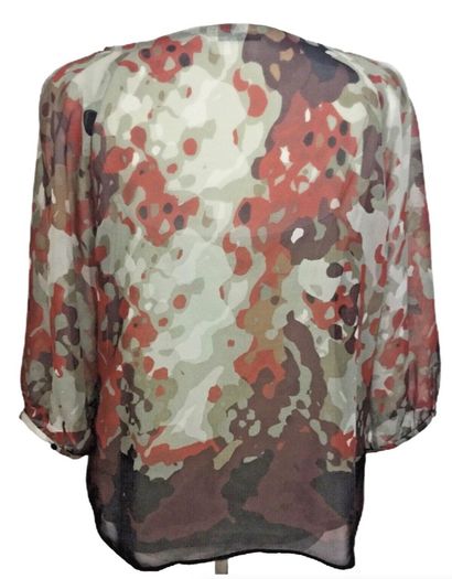 Autograph M&S Ladies Brown/Orange Chiffon Top / Blouse attached Vest Uk 14 includes post