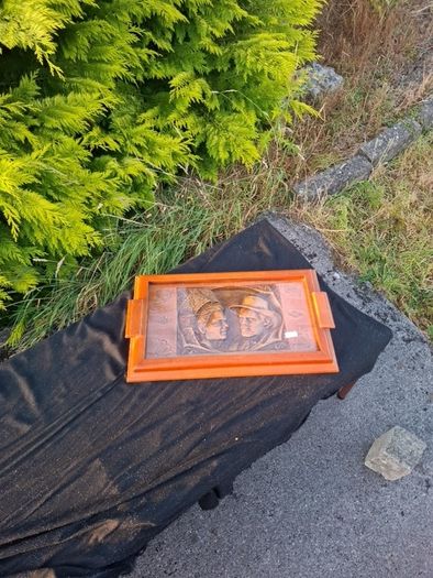 Wood sculpted tea tray postage possible