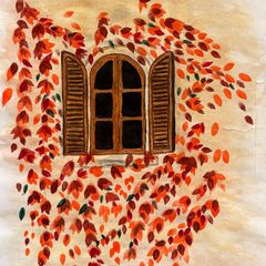 watercolor painting - Open window