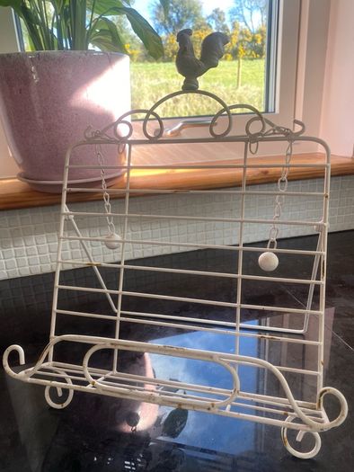 ceramic jars with wooden lids & metal cookbook stand bundle