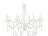 Chandelier with Beads White 8 x E14 Bulbs