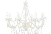 Chandelier with Beads White 8 x E14 Bulbs