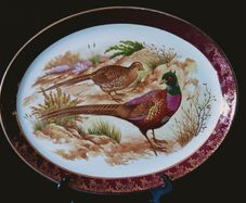 Vintage Weatherby Hanley Royal Falcon Ware Pheasants Oval Serving Plate