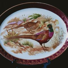 Vintage Weatherby Hanley Royal Falcon Ware Pheasants Oval Serving Plate
