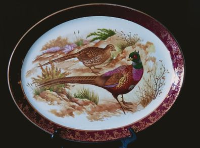 Vintage Weatherby Hanley Royal Falcon Ware Pheasants Oval Serving Plate