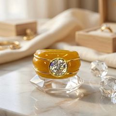 Moissanite & Honey Jade Ring