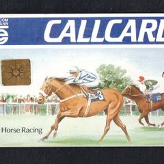 1991 Ireland 10 unit Irish Horse Racing Definitive Callcard with Gemplus Chip, Marlborough Street Address, Matt finish, No Flag, No Barcode Used. Telecom Eireann card number 1033.