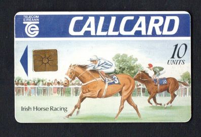 1991 Ireland 10 unit Irish Horse Racing Definitive Callcard with Gemplus Chip, Marlborough Street Address, Matt finish, No Flag, No Barcode Used. Telecom Eireann card number 1033.