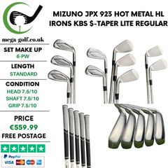 Mizuno JPX 923 Hot Metal HL Irons / 6-Pw / Kbs S-Taper Lite Regular