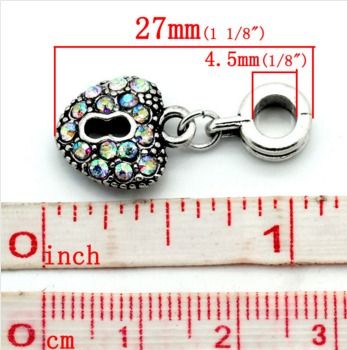 Pandora Style AB Colour Rhinestone Heart Charm