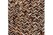 Rug Genuine Leather Patchwork 160230 cm Chevron Brown/White