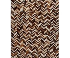 Rug Genuine Leather Patchwork 160230 cm Chevron Brown/White