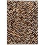 Rug Genuine Leather Patchwork 160230 cm Chevron Brown/White Image 5