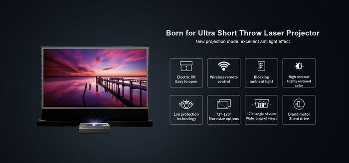 The best ALR Screen you can buy VIVIDSTORM S PRO 95" Ultra short throw laser Ambient Light Rejection Floor rising 95" Screen with Remote boxed like New less half the retail price bargain