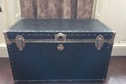 Vintage Large Black Steamer Travel Trunk