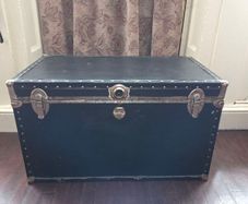 Vintage Large Black Steamer Travel Trunk