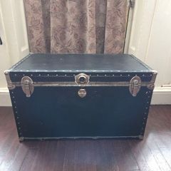 Vintage Large Black Steamer Travel Trunk