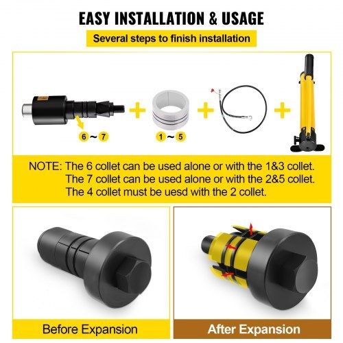 Hydraulic Exhaust Pipe Expander, 4.1 to 10.8 cm size, 10 T Manual Hydraulic Pipe Stretcher w/4 Dies and 2 Storing Case for Copper, Aluminum Tubes in Car Repairing