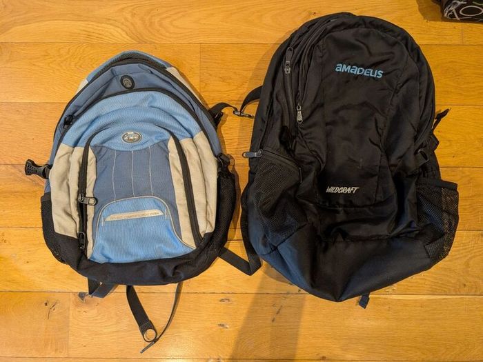 Set of 2 Backpacks - Blue Comfort-Support Bag & Black Wildcraft Bag