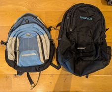 Set of 2 Backpacks - Blue Comfort-Support Bag & Black Wildcraft Bag