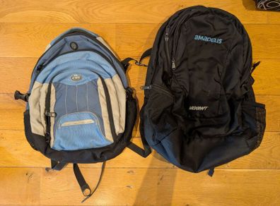 Set of 2 Backpacks - Blue Comfort-Support Bag & Black Wildcraft Bag