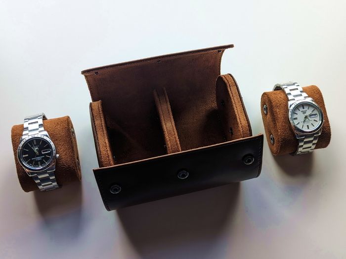 2 Slot Leather Watch Storage Case