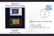 1988 USA Maine "Pine Tree State" 22kt Gold Replica of the 1976 United States Flag Stamps showing 25c US flag definitive tied Augusta, Georgia (state capital) illustrated cover